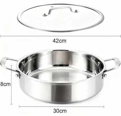 Obrázok produktu pre Pekáč 30 cm, 5,6 litra, nehrdzavejúca oceľ s pokrievkou, na dusené jedlá