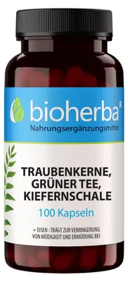 Produktbild von Bioherba Traubenkerne, Grüner Tee, Kiefernschale 100 Kapseln