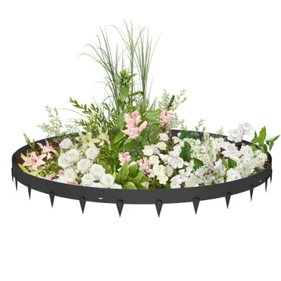 Zdjęcie produktu dla XMTECH Obrzeże trawnikowe metalowe 106x16cm elastyczne, obrzeże rabatowe i obrzeże rabatowe z blachy stalowej, 10 sztuk (10m), czarne Obrzeże do koszenia Obrzeże rabatowe ogrodowe