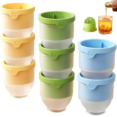 Eiswürfelform XXL mit Deckel, 8er Set, 6 cm, BPA-frei, rund