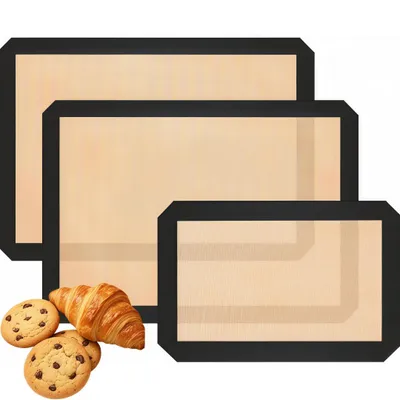 Produktbild von Backmatte aus Silikon (3er Set) Wiederverwendbare Backfolie Silikonmatte Antihaftbeschichtung rutschfeste Teigmatte Hitzebeständige Backunterlage