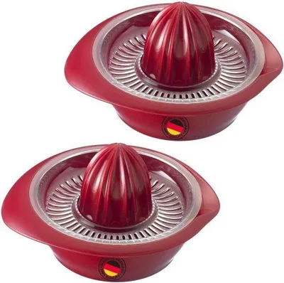 Immagine prodotto di Spremiagrumi doppio con contenitore per il succo - 18,7 cm, 0,5 l, plastica, rosso