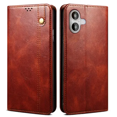 Produktbild von Hülle für iPhone 16 Plus Leder Brieftasche Schutzhülle mit Standfunktion Rot