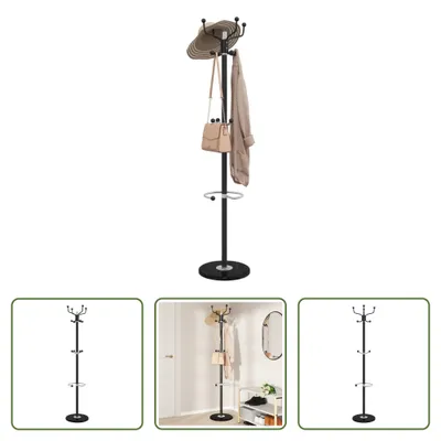 Obrázok produktu pre The Living Store Vešiak na kabáty s držiakom na dáždniky čierny 180 cm železo