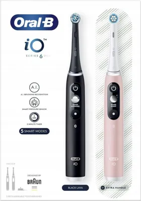 Immagine prodotto di Oral-B | Spazzolini elettrici - iO Series 6 - Nero e rosa - Con AI e 5 modalità di pulizia