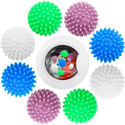 Immagine prodotto di 8 palline asciugabiancheria, palline riutilizzabili per l'asciugatrice