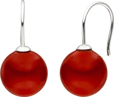 Produktbild von JOBO Ohrhänger 925 Silber 2 Muschelkern Perlen rot 12 mm Ohrringe Perlenohrringe