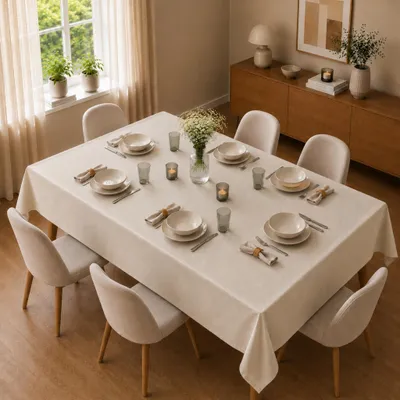 Produktbild von Tischdecke 130 x 225 cm für Küche & Esstisch in Cremeweiß