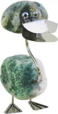 Image de Canard Finchen en acier inoxydable et pierre naturelle – décoration de jardin inoxydable