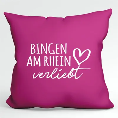 Produktbild von Huuraa Kissen Nidderau verliebt 40x40cm mit Füllung Fuchsia Baumwolle Dekokissen Geschenkidee