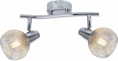 Productafbeelding van Reflector voor het plafond, model Loretto, chroomkleurig, 2x E14 fitting, 40W, metalen behuizing, afmetingen: 17x25x10 cm, IP20, merk Reality