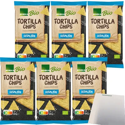 Produktbild von Edeka  Tortillachips gesalzen aus Maismehl 6er Pack (6x125g Packung) + usy Block