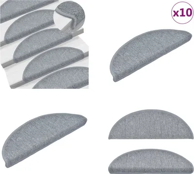 Produktbild von vidaXL Stufenmatten 10 Stk. 65x24x4 cm Hellgrau - Treppenmatte - Treppenmatten - Treppenteppich - Treppenschutz