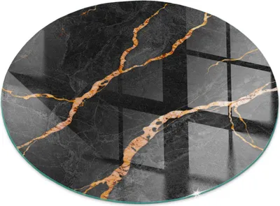 Produktbild von Eleganter Marmor mit Aderung – Glasbodenplatte für – Kaminofen – Kaminplatte Glas – Schutzglas – Funkenschutzplatte –Glasbodenplatte Feuerfeste – Hitzeschutzplatte – Bodenschutz aus Glas – fi 70cm