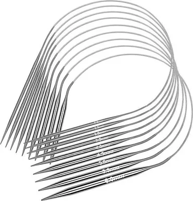 Produktbild von Famanu Rundstricknadeln Set - Edelstahl - 80 cm - 2,0-6,0 mm