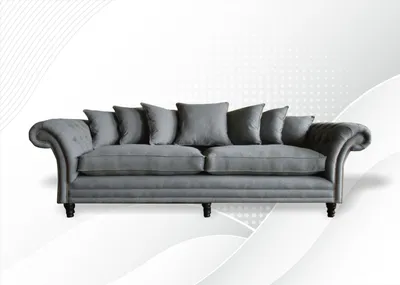 Produktbild von Chesterfield 4 Sitzer Grau Wohnzimmer Leder Neu Couchen Sofa Neu xxl big Möbel
