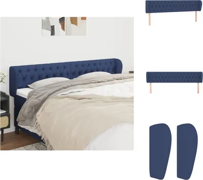 Produktbild von vidaXL Kopfteil mit Ohren Blau 183x23x78/88 cm Stoff -  Kopf- & Fußenden