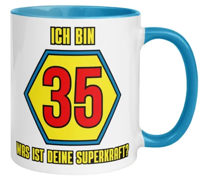 Produktbild von Tasse 35. Geburtstag Mann – „Ich bin 35 und was ist deine Superkraft“ – Geschenk zum Geburtstag für Männer