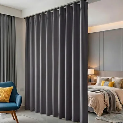 Immagine prodotto di Omgoods - Tende divisorie per ambienti - Sistema di tende a soffitto nero, con ganci, insonorizzate, perfette per separare gli ambienti