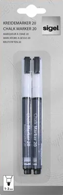 Produktbild von sigel Kreidemarker Set Rundspitze: 1-2 mm weiß 2 Stück