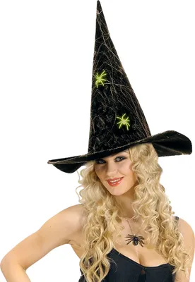 Produktbild von Hexenhut Deluxe im Neon-Spinnen-Look