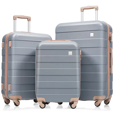 Produktbild von Flieks Hochwertige Kofferset 3 tlg., Koffer Reisekofferset mit 4 Rollen und TSA Schloss, Leichte Hartschale Trolley, M-L-XL, Blau