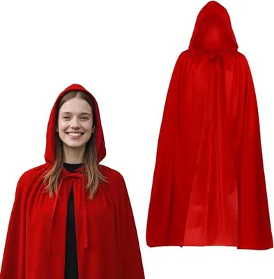 Productafbeelding van Rode Vampier Cape met Kap voor Halloween, Carnavalskostuum, Rollenspel en Feestjes - Ideaal voor een Spooky Look