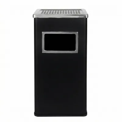 Obrázok produktu pre CAMPALO 2v1 stojaci popolník a kôš na odpadky pre exteriér, vonkajší a vnútorný, 20 l nádoba, stabilný, oceľový, čierny, 61 × 30 × 24 cm