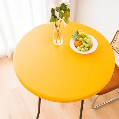 Productafbeelding van Tafelkleed Rond - Waterdicht en Gemakkelijk Schoon Te Maken - Geel - Diameter 80 cm