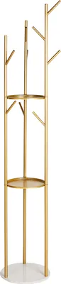 Produktbild von BELIANI Garderobenständer Gold u. Weiß Metall Marmor 175 cm Modern Stilvoll Praktisch Freistehend Ablageflächen 5 Haken Kleiderständer für Flur