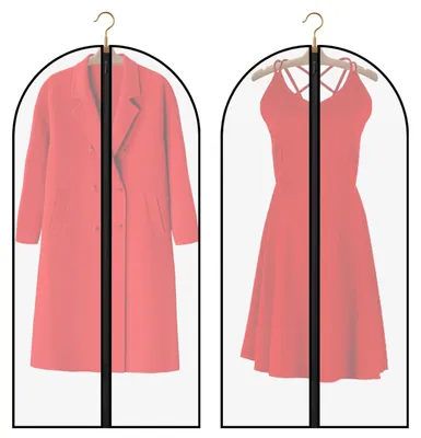 Image de Sacs de rangement pour vêtements - Lot de 2 avec fermeture éclair - Protection anti-poussière et imperméable pour robes de soirée et manteaux - 60 x 140 cm