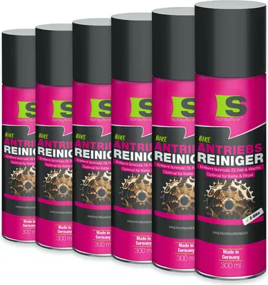 Produktbild von Spraytive 6x 300ml Antriebsreiniger Spray – Kettenreiniger für Fahrrad & E-Bike – entfernt Öl, Fett & Wachs – reinigt Kette, Ritzel & Antrieb