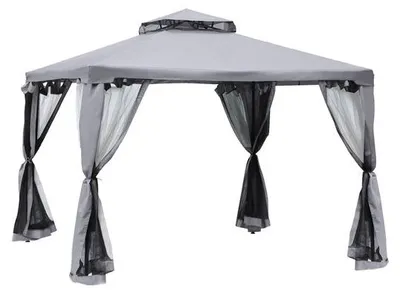 Produktbild von 3x3m Partytent aus Polyester - Antracietgriß - wasser- und UV-beständig - mit Seitenwänden - für Gartenfesten und Terrassen