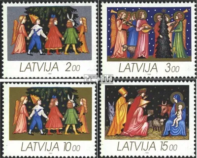 Produktbild von Briefmarken Lettland 1992 Mi 344-347 (kompl.Ausg.) gestempelt Weihnachten