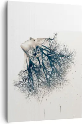 Produktbild von Bild auf Leinwand - Leinwandbild - Einteilig - Mädchen Baum Grafik - 70x100cm - Wand Bild - Wanddeko - Wandbilder - Leinwanddruck - Wanddekoration - Leinwand bilder - Wandbild - PA70x100-4354