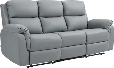 Produktbild von 3-Sitzer-Sofa, linker und rechter Sitz zurücklehnbar, anpassbare Fußstütze, Kunstlederbezug, für Wohnzimmer, Dunkelgrau