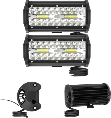 Zdjęcie produktu dla LARS360, zestaw 2 reflektorów LED o mocy 120W, dodatkowe oświetlenie robocze do pojazdów terenowych, ciężarówek, SUV-ów, traktorów, temperatura barw 6000–6500K, klasa szczelności IP65, napięcie 10–30V