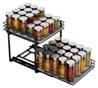 Image de Étagère extensible pour épices, 2 niveaux, en acier inoxydable, organisateur de cuisine