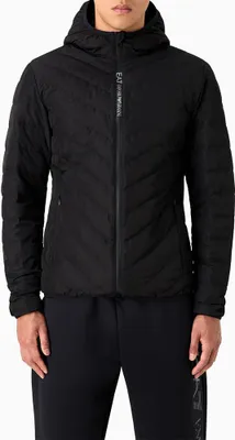 Produktbild von EA7 Daunenjacke mit Logo und Reißverschluss, Schwarz L