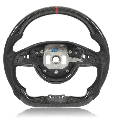 Image de Volant en fibre de carbone et cuir perforé, compatible avec les modèles Mercedes AMG A45, C43, C63, E63, S63 (W205, W213, W222)