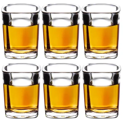 Shotgläser 6er-Set, 2 oz, quadratisch, schwerer Boden, bleifrei, transparent