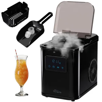 Produktbild von TroniTechnik® Eiswürfelmaschine Eiswürfelbereiter, Ice Maker, 12kg/24h, 1,8 Liter Wassertank, 2 Größen, schwarz