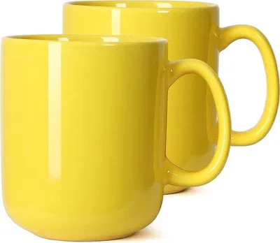 Image de Grande tasse à café jaune en porcelaine, 600 ml