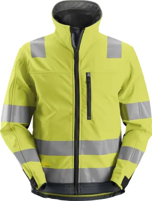 Produktbild von Snickers AllroundWork Hi-Vis Softshell Arbeitsjacke, Kl. 3, EN 20471 HV-Gelb-Stahlgrau-XS