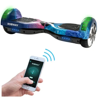 Produktbild von ROBWAY W1 Hoverboard | Elektroroller 700 Watt - 6,5 Zoll - 15 km/h - Bluetooth - LEDs - Soundeffekt - Smart Elektro Scooter - Jugendliche & Erwachsene