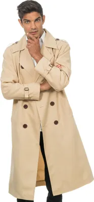 Detektiv Kostüm Inspektor Trenchcoat Mantel Beige für Herren von Vorne