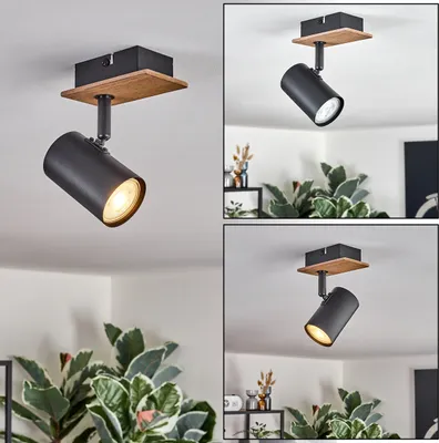 Produktbild von Colleferro moderne Deckenlampe aus Metall/MDF in Schwarz/Braun/Holzoptik