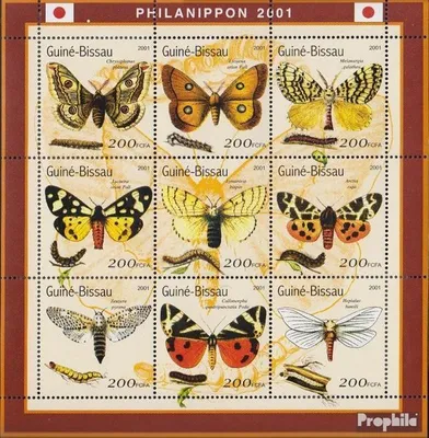Produktbild von Briefmarken Guinea-Bissau 2001 Mi 1490-1498 Kleinbogen postfrisch Schmetterlinge