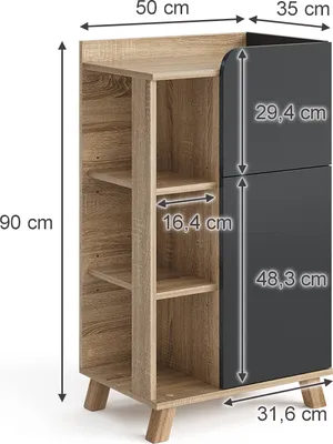 Immagine prodotto di Armadietto di base Vicco Karen Sonoma/antracite 50 x 90 cm con anta e cassetto, Model 47277