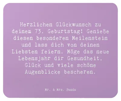 Produktbild von Mr. & Mrs. Panda Mouse Pad Spruch 73. Geburtstag Meilenstein - Lavendeltraum - Geschenk, Alles gut zum, laptop mousepad, Freunde, Jubiläum, Mauspad, einzigartig, computer